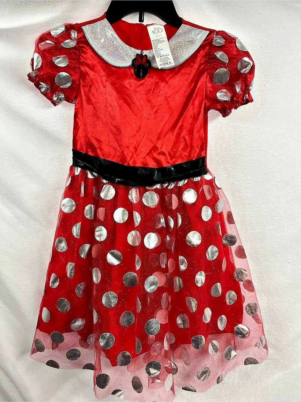 Disney 100 Minnie Mouse Dress Polka Dot Dress in Red & Silver NWT